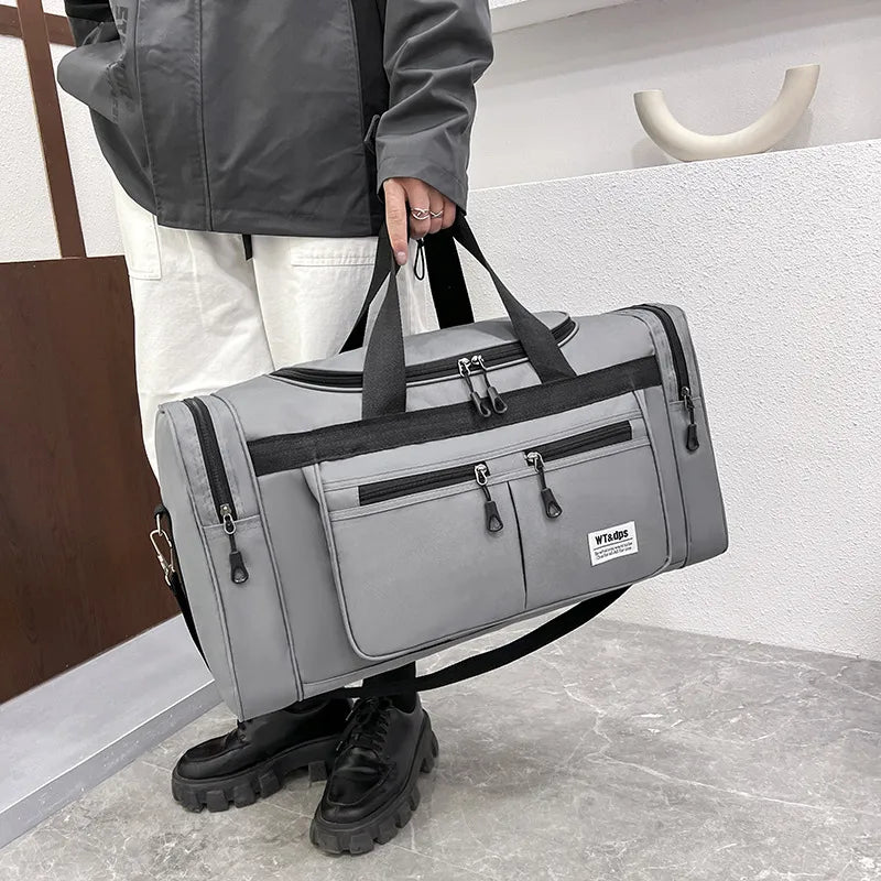 men's solid color oxford cloth zipper travel bag