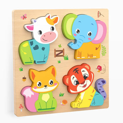 Mengshi Early Education Wooden Puzzle Baby Children Handmade Animal Shaped Gift Toy Educational Plaything For Toddler Kids