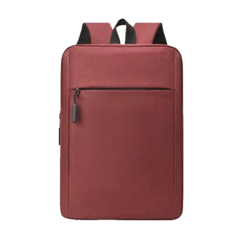 business solid color square zipper functional backpack