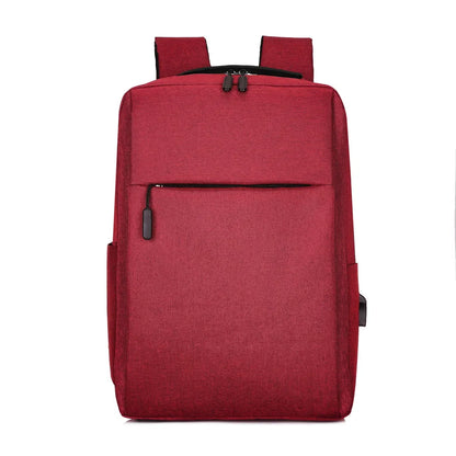 business solid color square zipper functional backpack