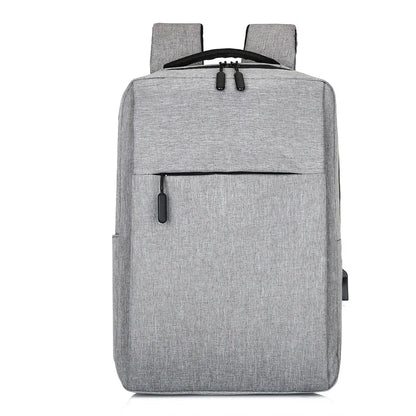 business solid color square zipper functional backpack
