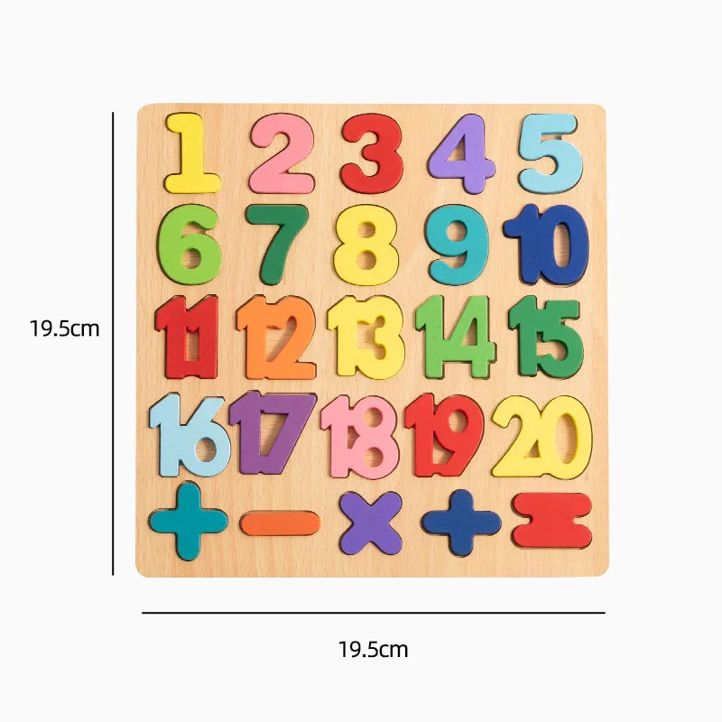 Wooden 3D Puzzle Toys For Children Early Education Cognitive Skills Development Handheld Board Educational Games Numbers Assembly