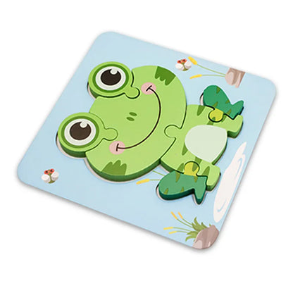 Children's Cartoon 3D Wooden Puzzle Educational Cognitive Animal Enrichment Toy Transportation Vehicle Assembly Kit