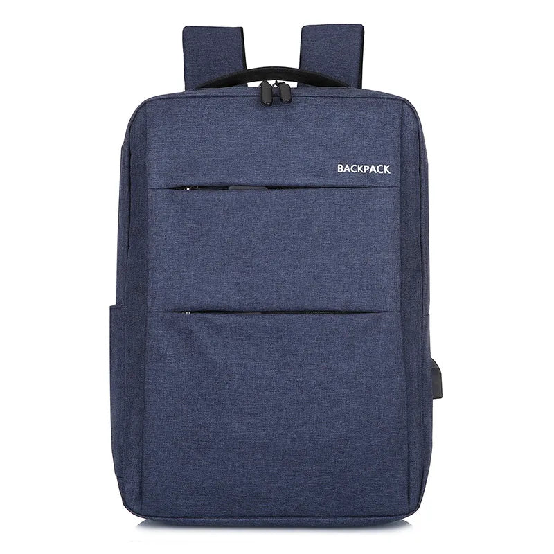 business solid color square zipper functional backpack