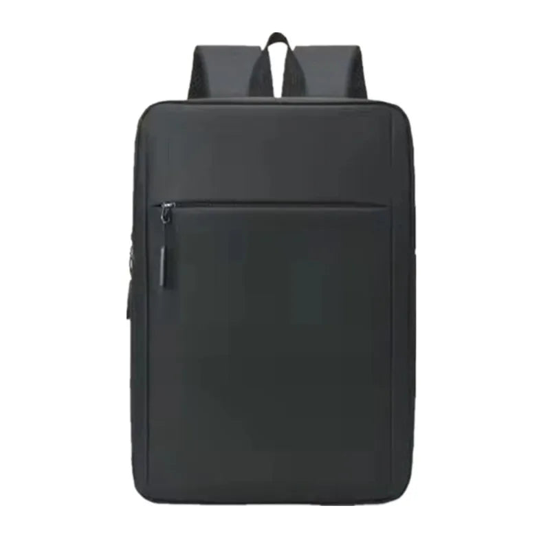 business solid color square zipper functional backpack