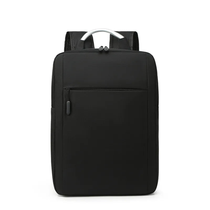 business solid color square zipper functional backpack