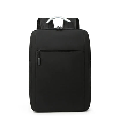business solid color square zipper functional backpack