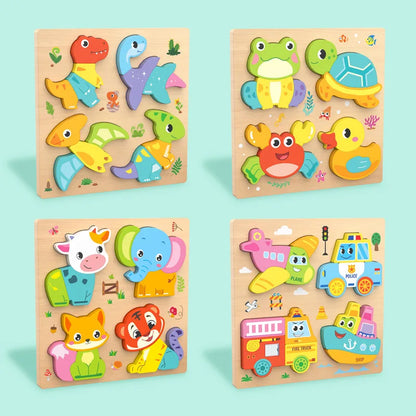 Mengshi Early Education Wooden Puzzle Baby Children Handmade Animal Shaped Gift Toy Educational Plaything For Toddler Kids