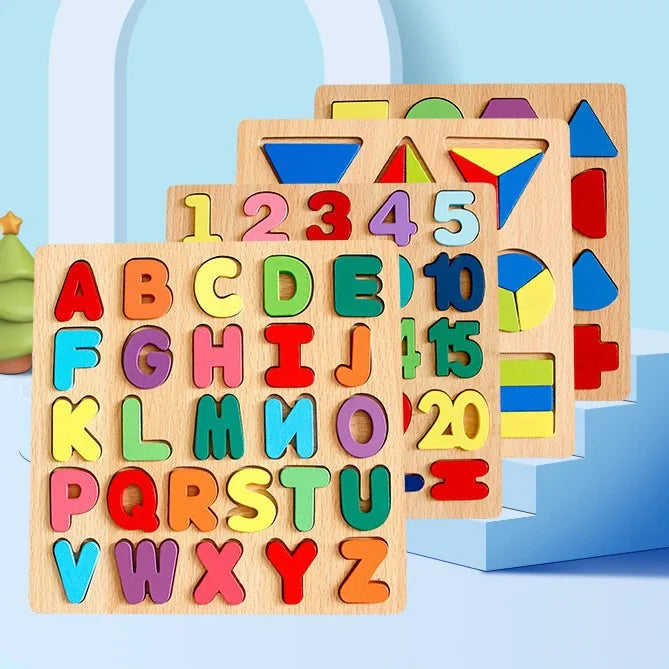 Wooden 3D Puzzle Toys For Children Early Education Cognitive Skills Development Handheld Board Educational Games Numbers Assembly
