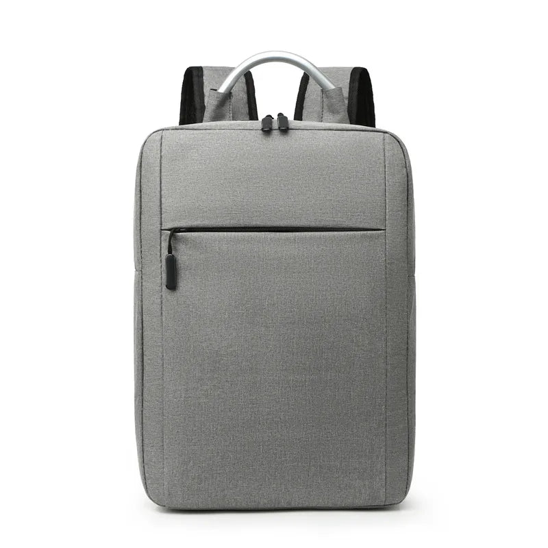 business solid color square zipper functional backpack
