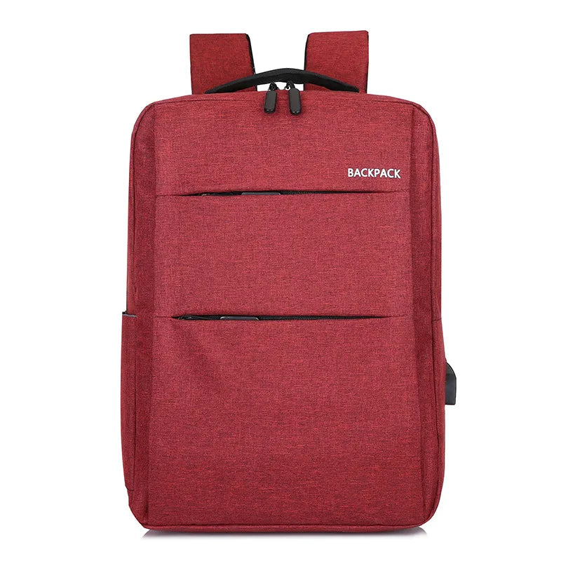 business solid color square zipper functional backpack