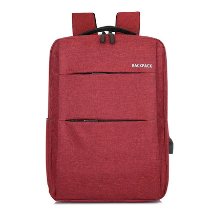 business solid color square zipper functional backpack