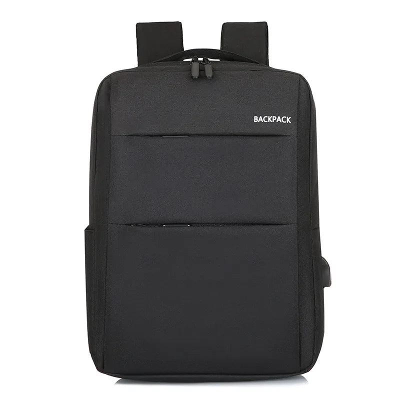 business solid color square zipper functional backpack
