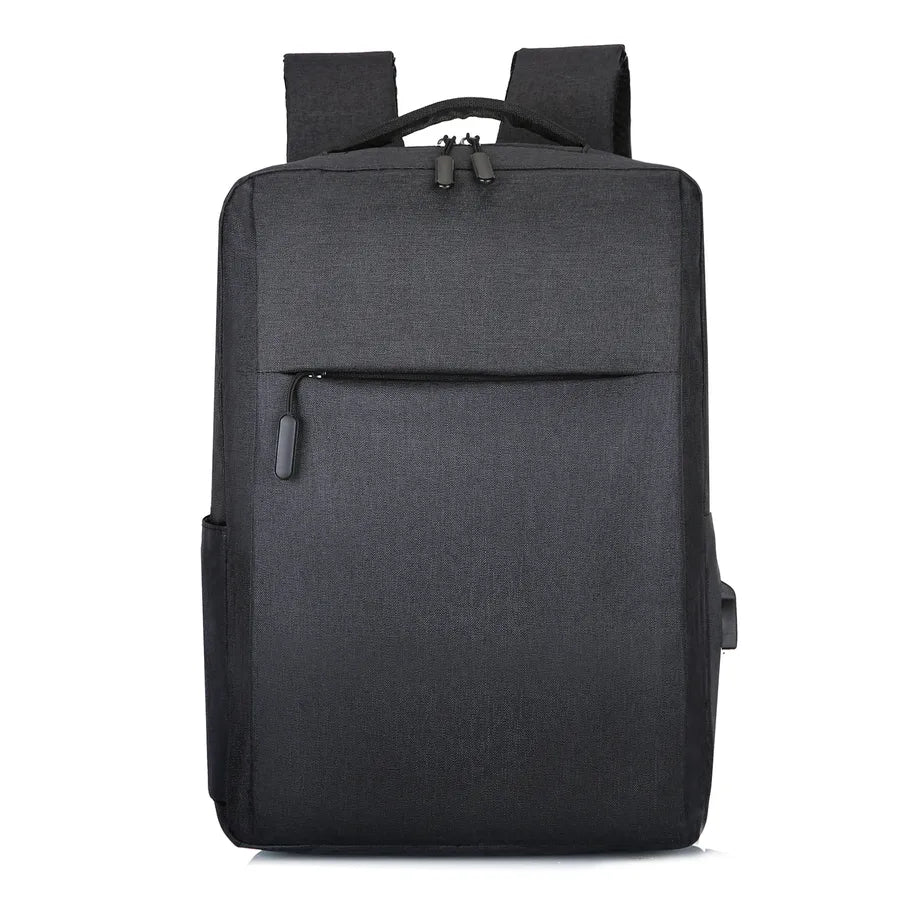 business solid color square zipper functional backpack