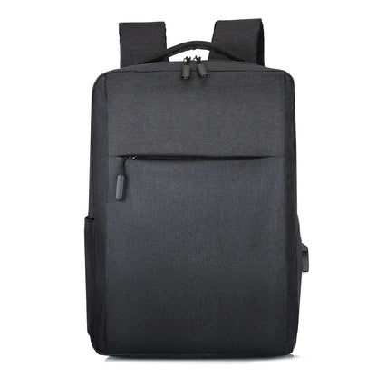 business solid color square zipper functional backpack