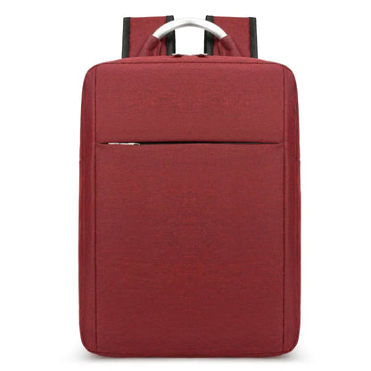 business solid color square zipper functional backpack