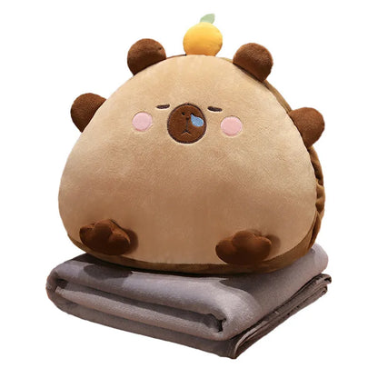 Cute Capybara Three-in-One Pillow Air Conditioned Blanket Naptime Sofa Cushion Women's Style Cartoon Anime Design Company Logo