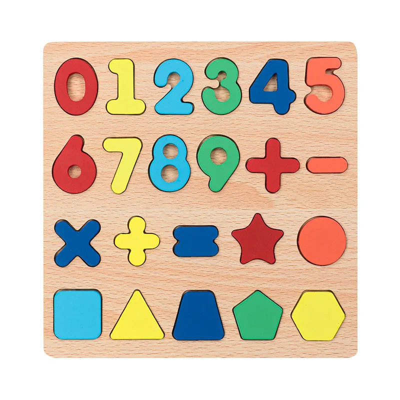 Wooden 3D Puzzle Toys For Children Early Education Cognitive Skills Development Handheld Board Educational Games Numbers Assembly