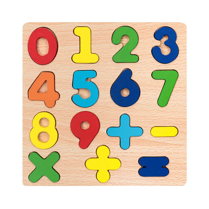Wooden 3D Puzzle Toys For Children Early Education Cognitive Skills Development Handheld Board Educational Games Numbers Assembly