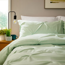 Pintuck Sage Green Microfibre Duvet Cover Set with Pillowcases Soft Breathable Easy Care Bedding Set Quilt Cover by OLIVIA ROCCO