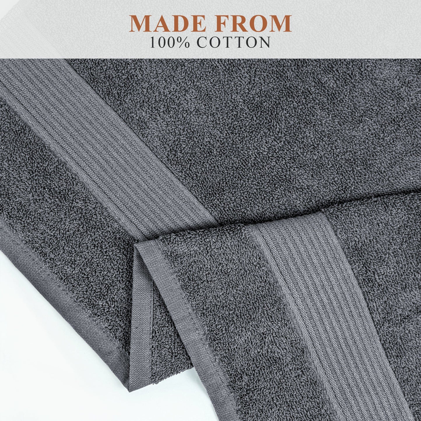 Rhodes Towel Grey 100% Cotton Hotel Quality Soft Super Absorbent Hand Bath Towels, Sheets & Face Cloths by OLIVIA ROCCO