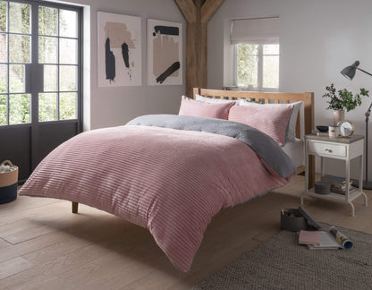 Ribbed Fleece Reversible and Plush Teddy Duvet Set for Cosy Winter Nights Multiple Sizes & Elegant Colours OEKO-TEX Certified by OLIVIA ROCCO