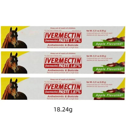 3 TUBES  Ivermectin Paste - Horse Wormer 6.08 Grams (3-Pack) + TL Bundles Sticker Included