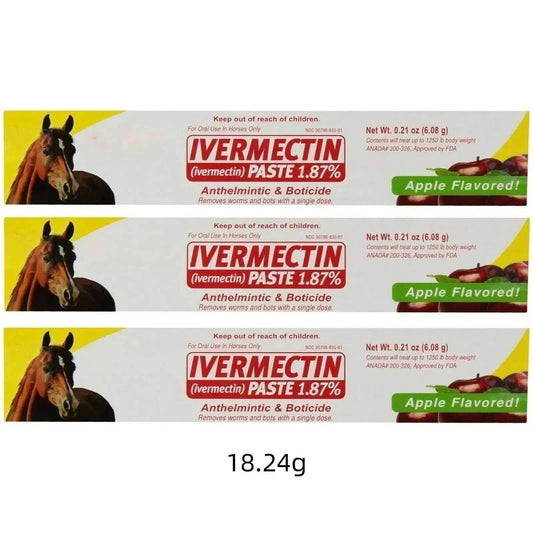 3 TUBES  Ivermectin Paste - Horse Wormer 6.08 Grams (3-Pack) + TL Bundles Sticker Included