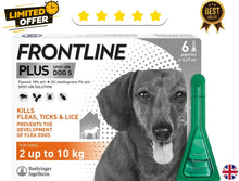 FRONTLINE SPOT ON PLUS Flea, Tick Treatment Small Dogs 2-10Kg 6 pipettes