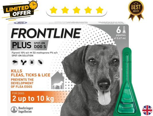 FRONTLINE SPOT ON PLUS Flea, Tick Treatment Small Dogs 2-10Kg 6 pipettes