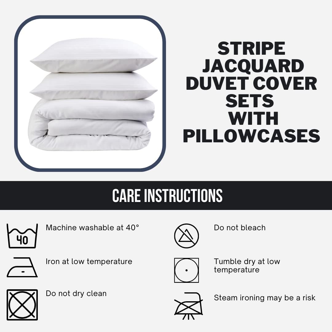 Stripe Jacquard Reversible Cotton Blend Duvet Cover Set with Pillowcases Luxurious Eco-Friendly Bedding for Master and Guest Bedrooms Multiple Sizes and Colours by OLIVIA ROCCO