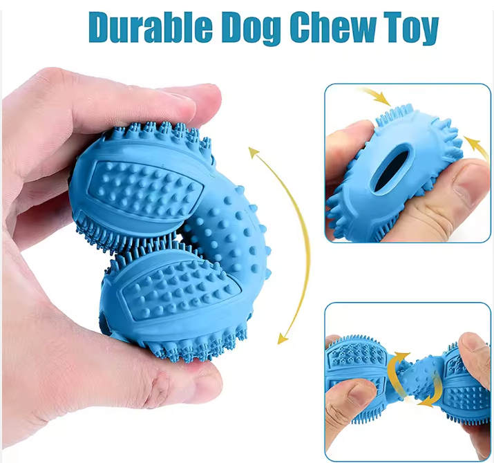 TUGME Tough Durable Interactive Rubber Dog Treat Toy Balls Bite Resistant Chew Toys Tooth Cleaning Food Leakage Feeder Toys