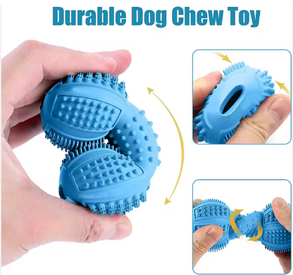 TUGME Tough Durable Interactive Rubber Dog Treat Toy Balls Bite Resistant Chew Toys Tooth Cleaning Food Leakage Feeder Toys