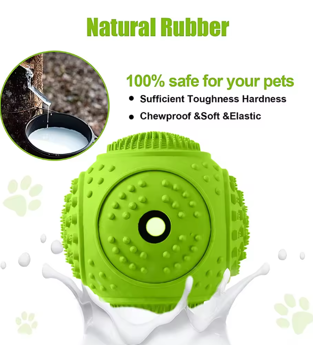 TUGME Tough Durable Interactive Rubber Dog Treat Toy Balls Bite Resistant Chew Toys Tooth Cleaning Food Leakage Feeder Toys