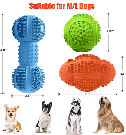 TUGME Tough Durable Interactive Rubber Dog Treat Toy Balls Bite Resistant Chew Toys Tooth Cleaning Food Leakage Feeder Toys