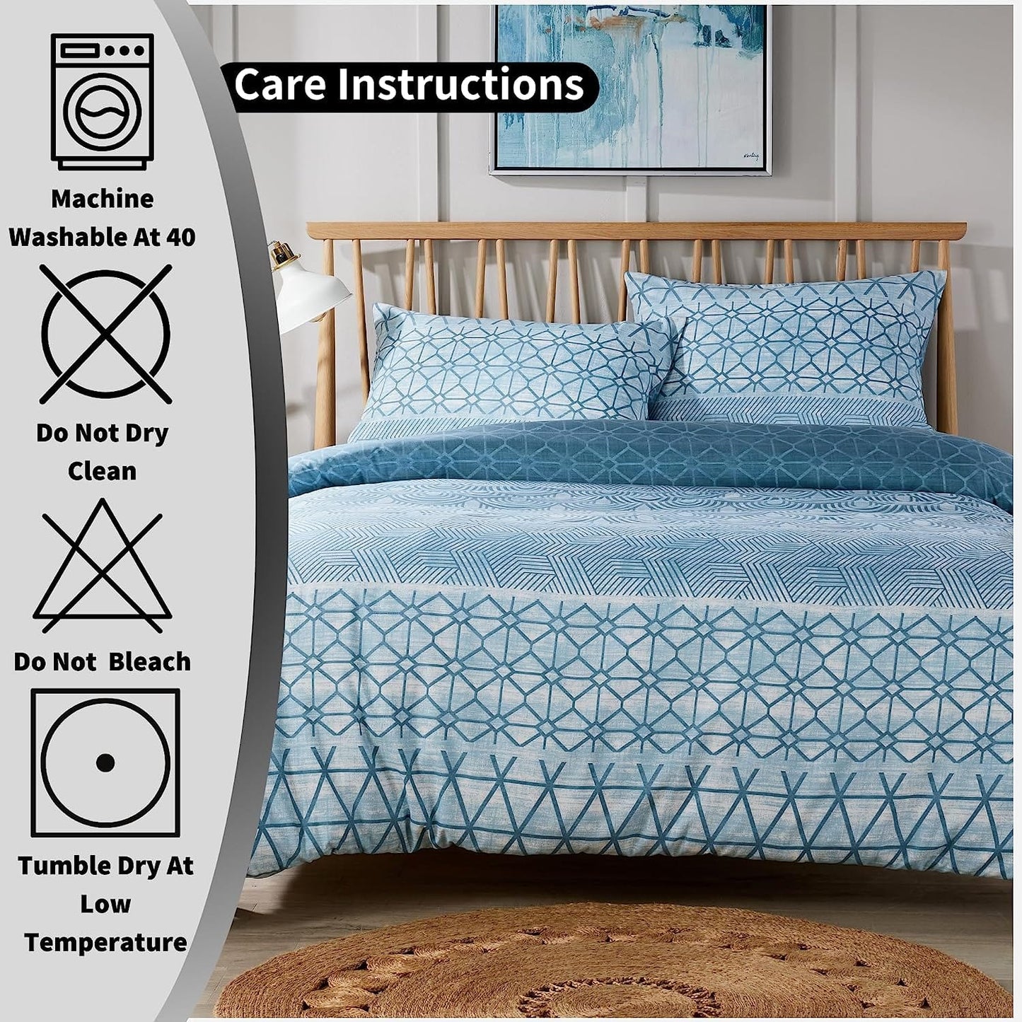 Versailles Teal Elegant Printed Duvet Cover Set Reversible Quilted Bedding with Pillowcases Breathable Polyester Blend for King Double Single Sizes by OLIVIA ROCCO