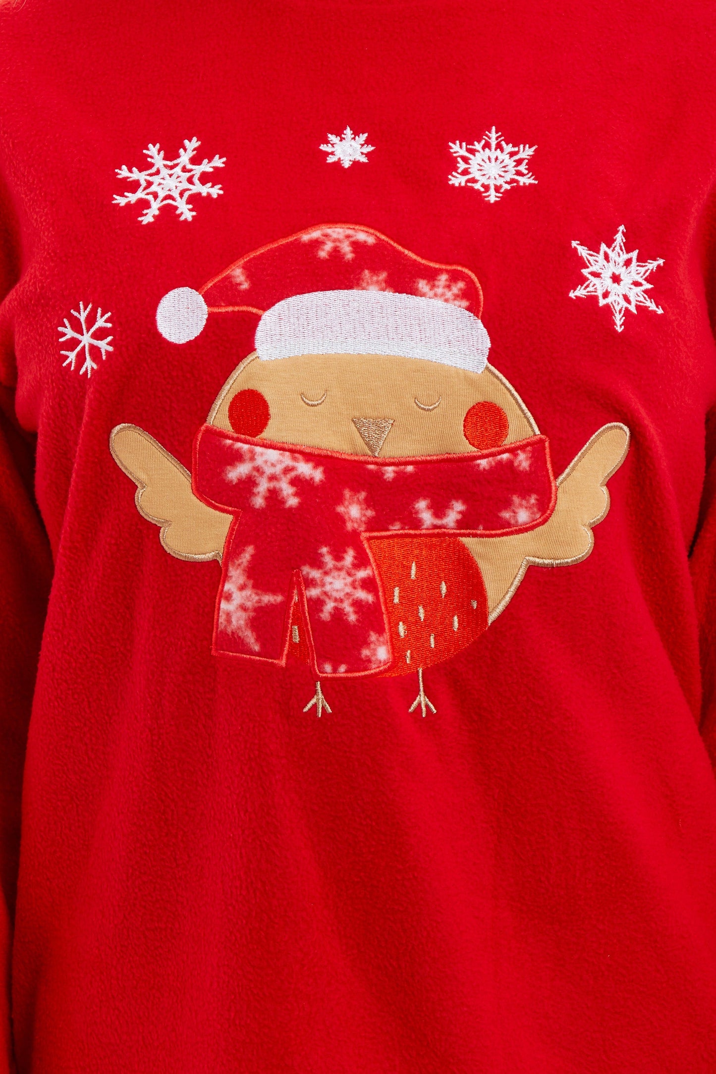 Women's Ultra Soft Polar Fleece Pyjama Set with Festive Robin Design Warm Winter Nightwear Comfortable Loungewear Christmas Gift by Daisy Dreamer