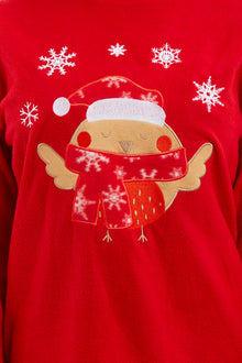 Women's Ultra Soft Polar Fleece Pyjama Set with Festive Robin Design Warm Winter Nightwear Comfortable Loungewear Christmas Gift by Daisy Dreamer