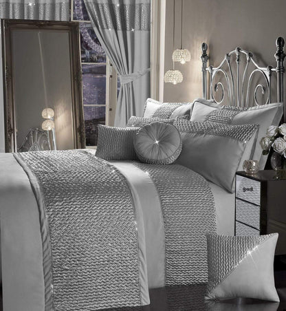 Zenia Luxurious Duvet Cover Set with Quilted Trim and Diamante Detailing  Available in Single Double Kingb and Super King Sizes by OLIVIA ROCCO